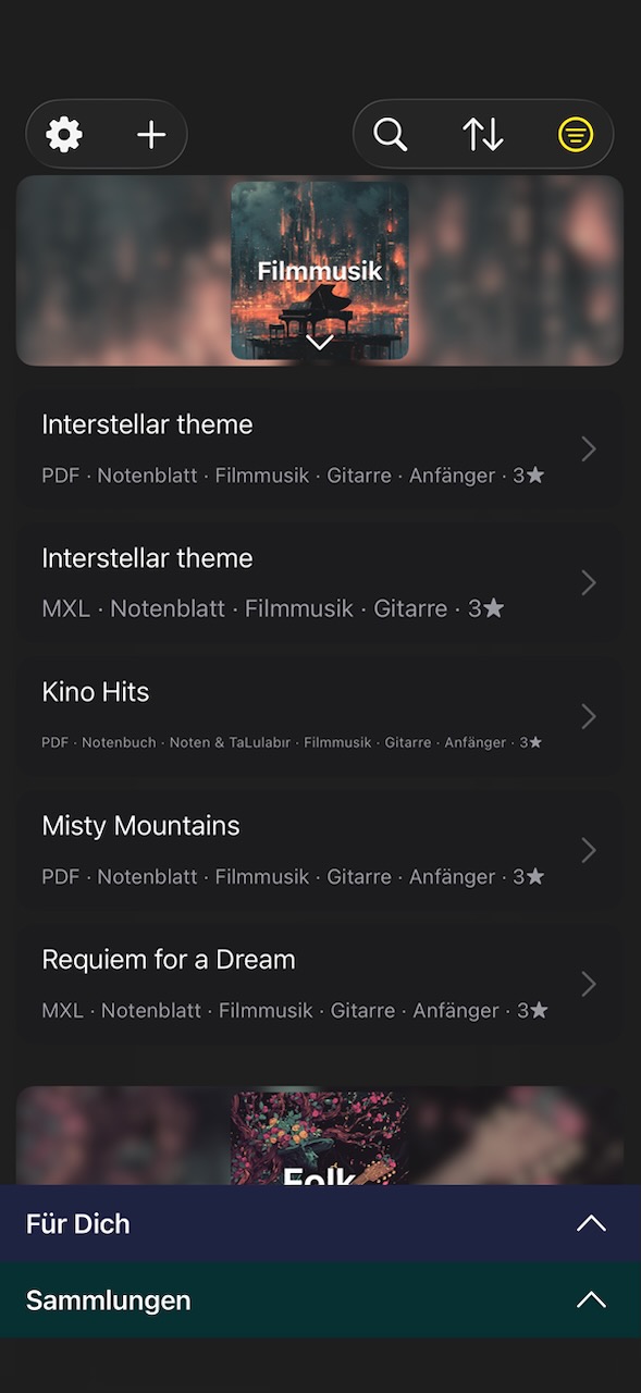 NovaNota im Dark Mode